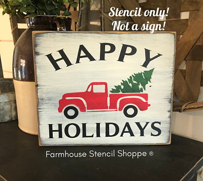 Happy Holidays with Truck - 10"x8"