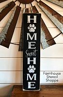 Home Sweet Home w/paw - Vertical - 5" x 24"