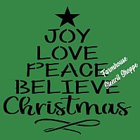 Joy Love Peace Believe Christmas Tree - 10"x10"