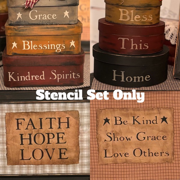 Kindred Spirits Stencil Set - 4 Stencils, 2 - 5"x7", 2 - 5"x5"