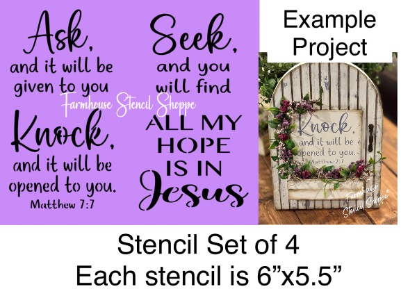 Stencil Set - Knock and it will be opened - Faith Stencil Set of 4