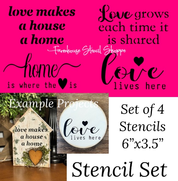 Love and Home Set of 4 - 6"x3.5"