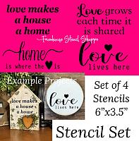 Love and Home Set of 4 - 6"x3.5"