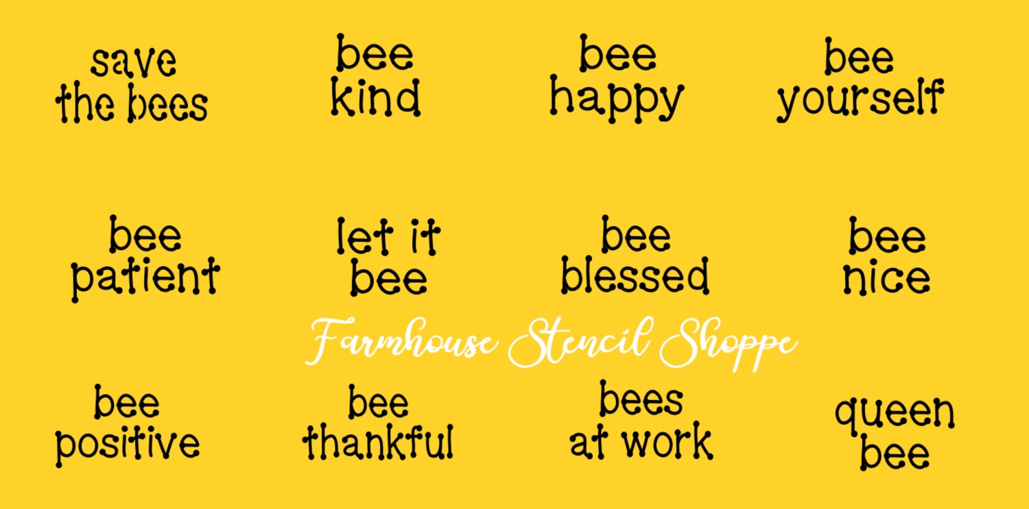 Mini Bee Stencil Set - 12 designs