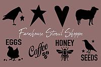 Primitive Graphic Stencil Set of 8 Stencil Designs on One Sheet