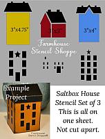 Small Saltbox Stencil Set of 3 - One 10"x12" sheet