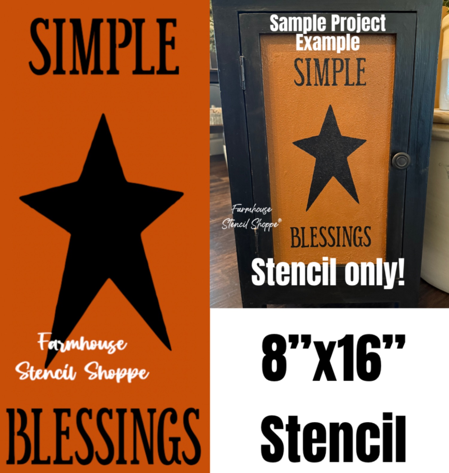 Simple Blessings w/Star - 8"x16"