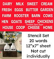 Small Farm Words Stencil Set - 20 Words on One Sheet