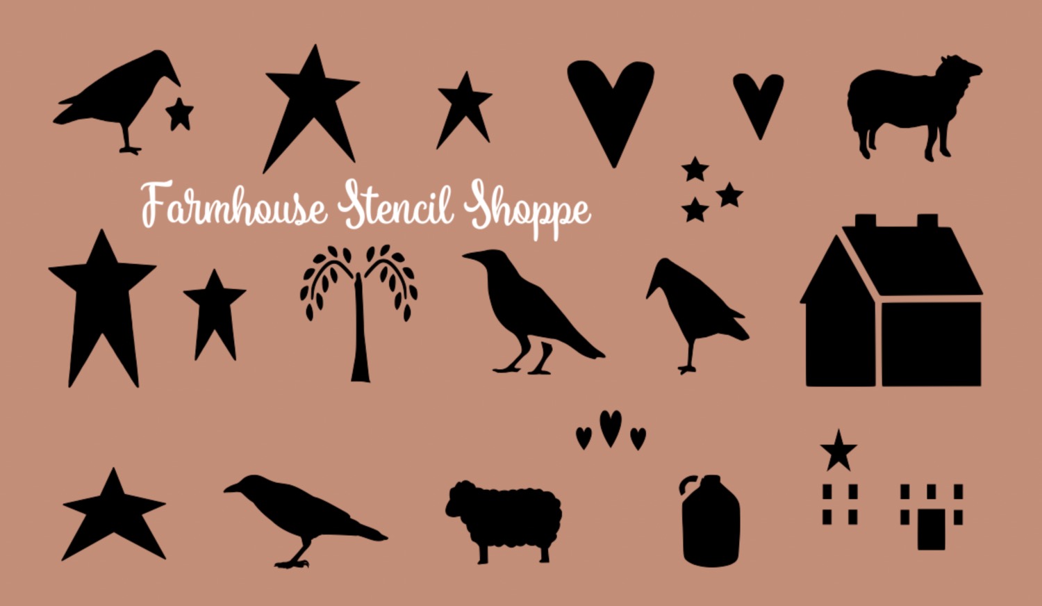 Small Primitive Graphics Stencil Set - 12"x7" Sheet