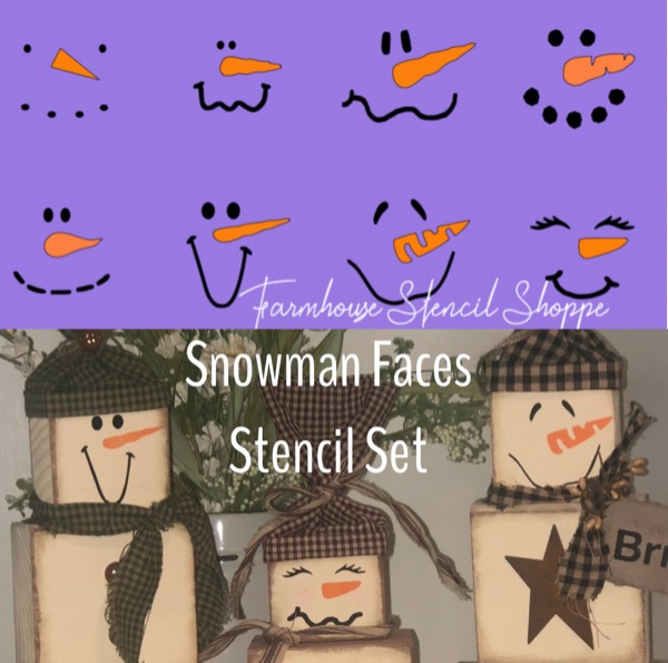 Snowman Faces Stencil Set - Set of 8 Designs