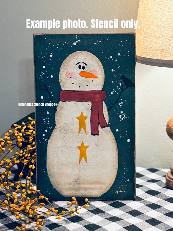 Snowman with Crow Overlay Stencil - 8"x12" - 2 pc set