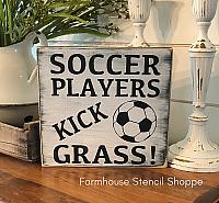 Soccer Players Kick Grass 10"x10"