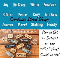 Tiny Winter Word Stencil Set - All On One Sheet