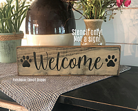 Welcome with Paw Prints - 12"x3.5"